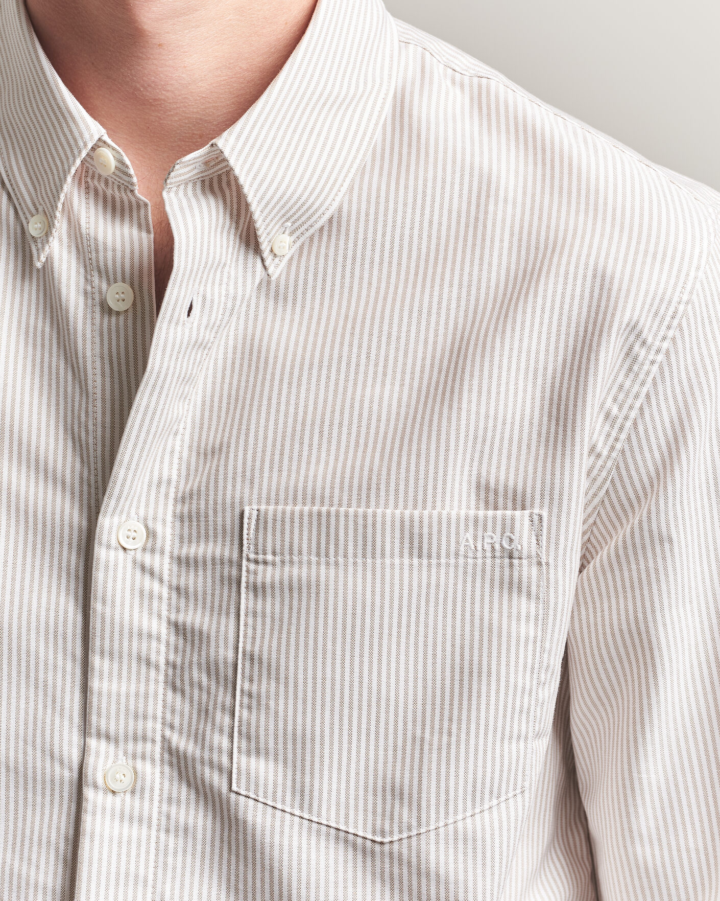 Homme | Chemises | A.P.C. | Greg Striped Oxford Shirt Beige/White