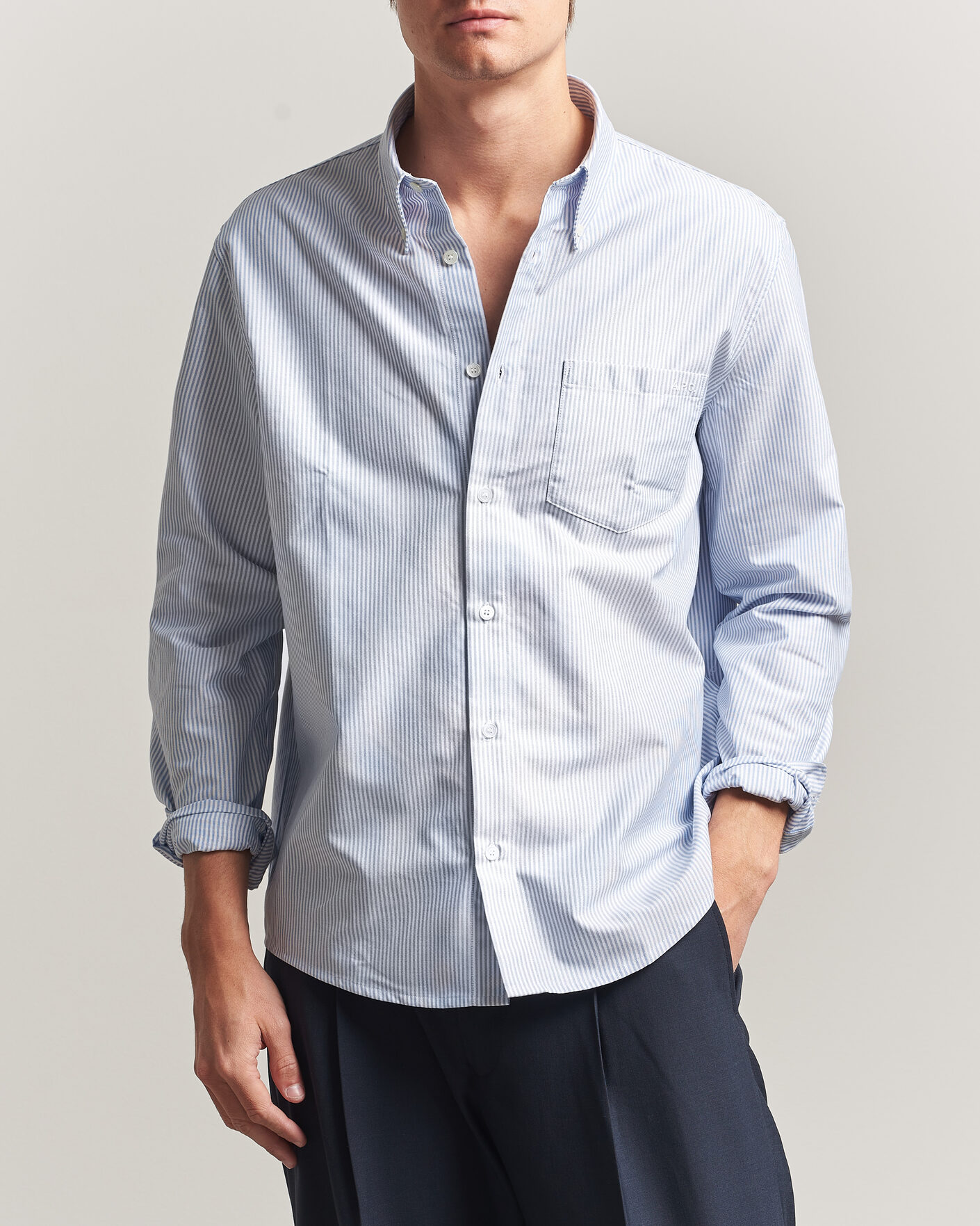 Homme | Chemises | A.P.C. | Greg Striped Oxford Shirt Blue/White
