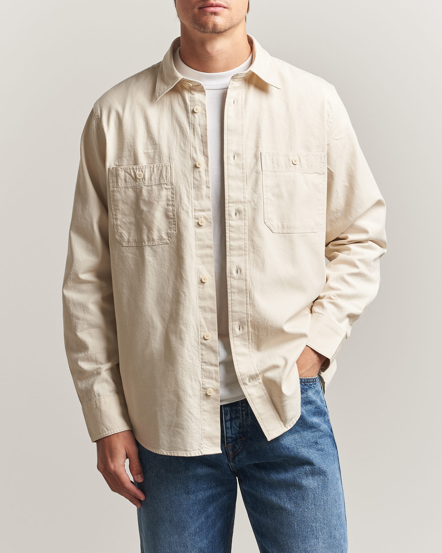 Homme | Chemises | NN07 | Colby Twill Overshirt Ivory