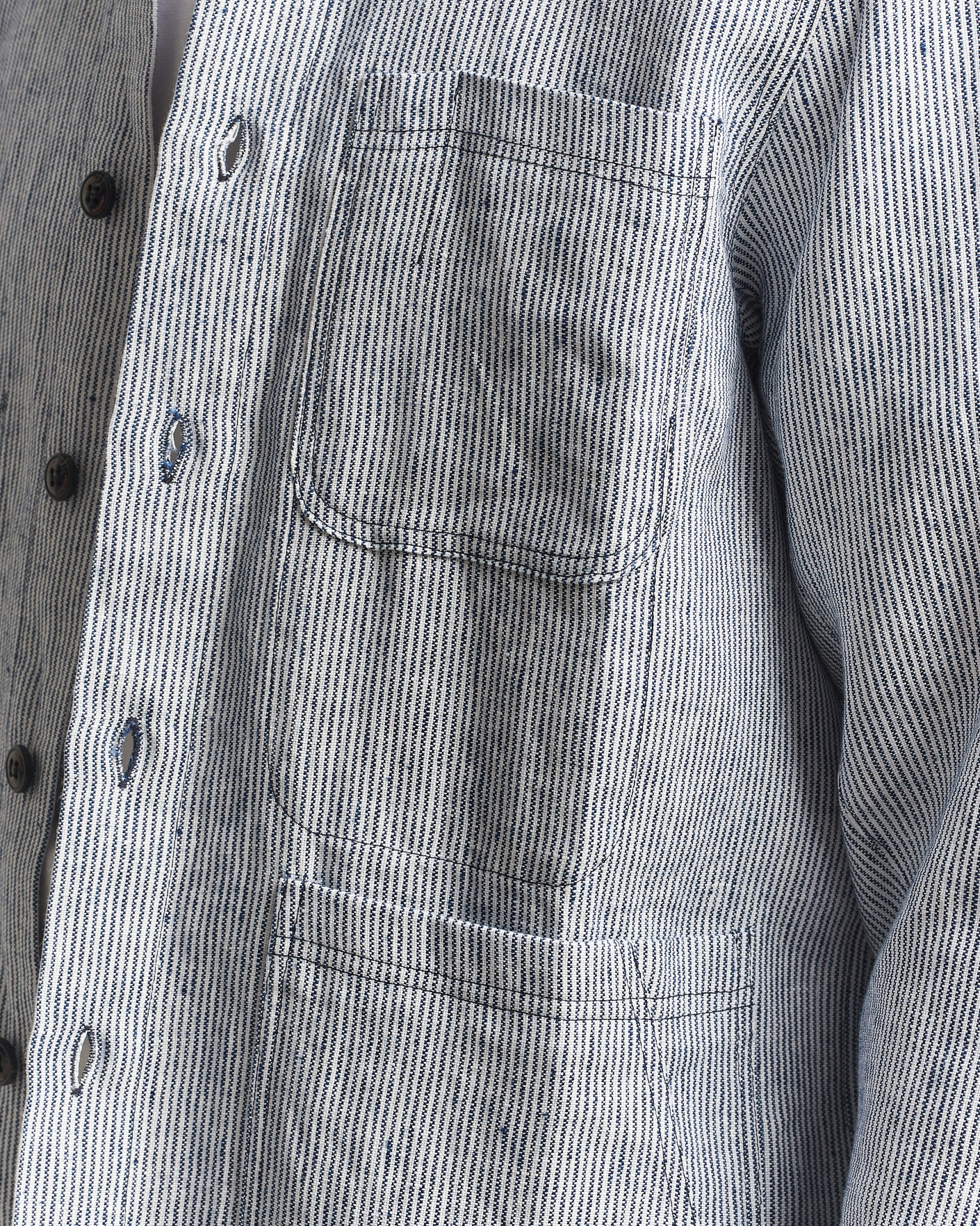 Homme | Chemises | Peregrine | Windsor Linen Shacket Navy Stripe