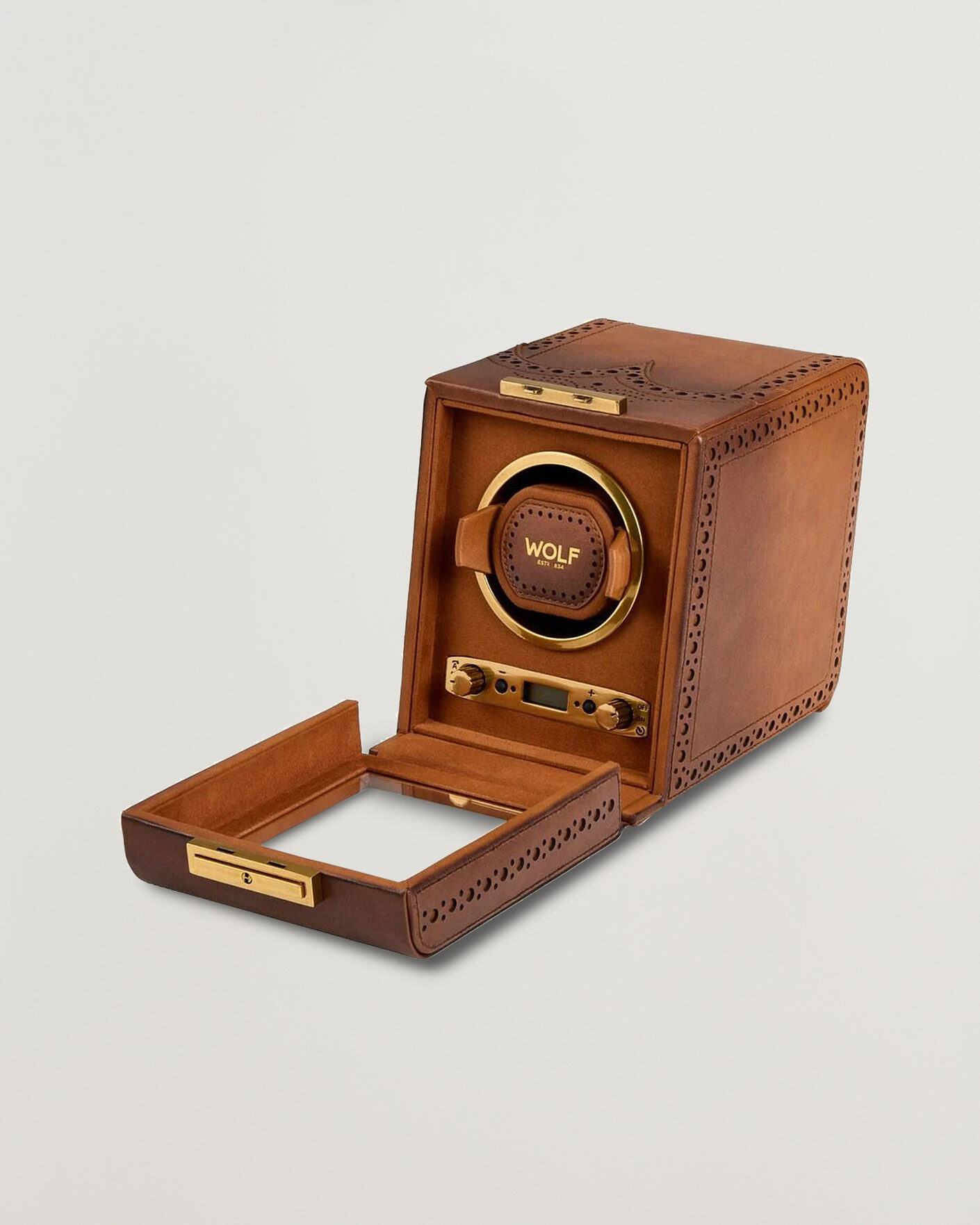 Homme | Boîtes montres et bijoux | WOLF | Brouge Single Watch Winder Burnished Brown