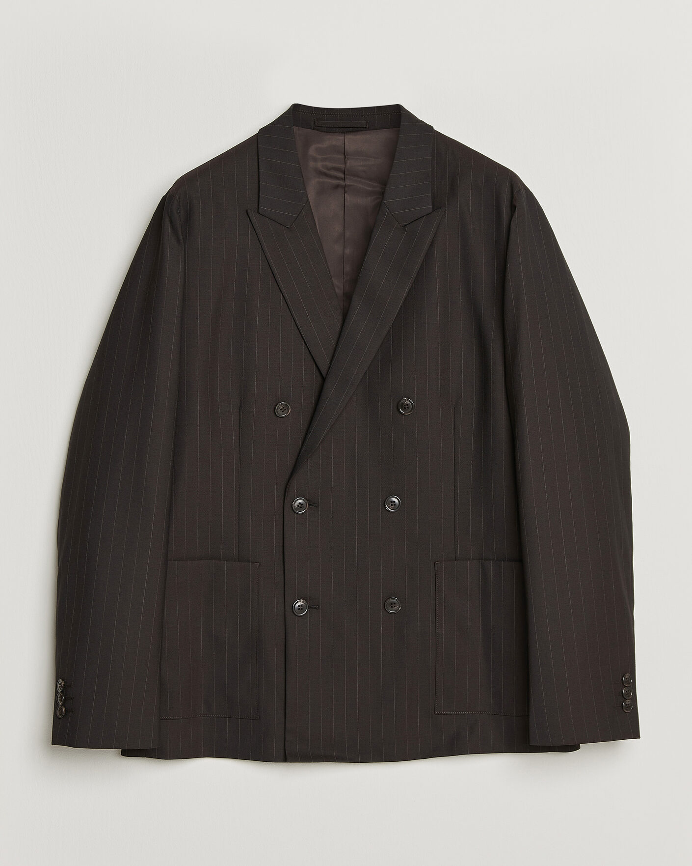 Homme | Blazers | NN07 | Jordin Pinstriped Double Breasted Blazer Dark Brown