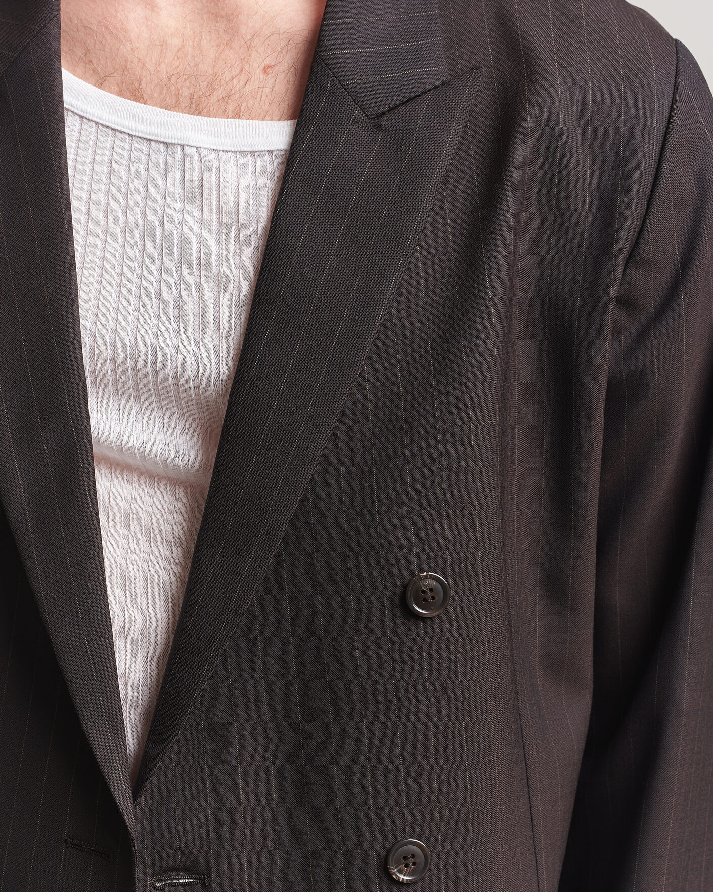 Homme | Blazers | NN07 | Jordin Pinstriped Double Breasted Blazer Dark Brown