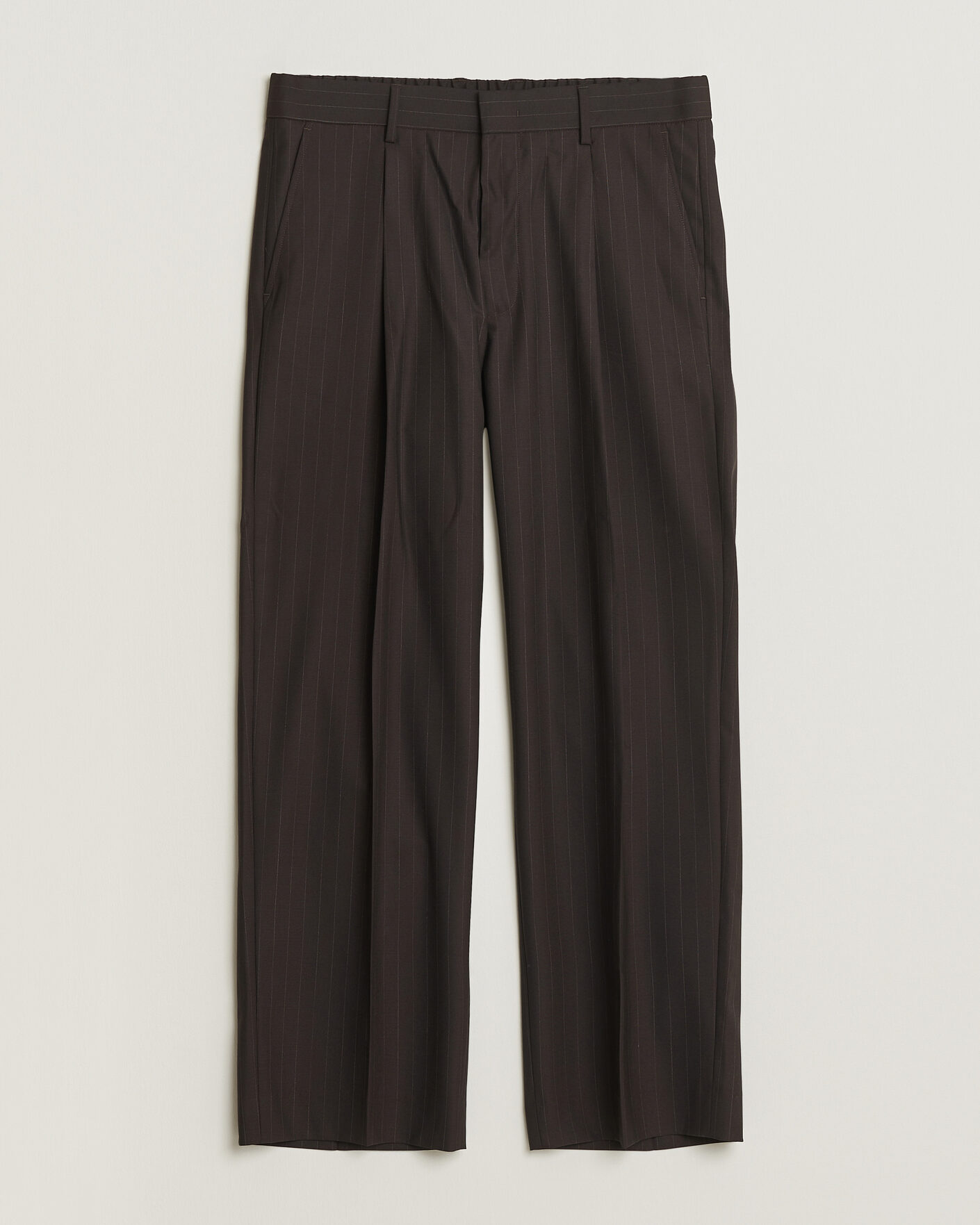 Homme | Pantalons | NN07 | Kay Pinstriped Pleated Trousers Dark Brown