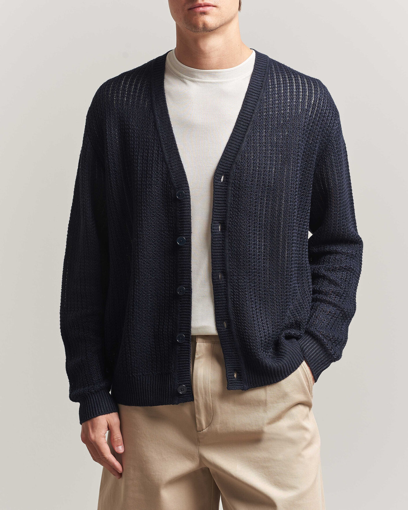 Homme | Pulls Et Tricots | NN07 | Tim Linen Knitted Cardigan Navy Blue