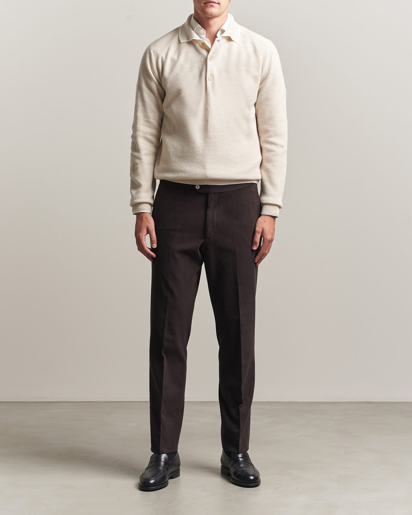 Homme | Pulls Et Tricots | Brioni | Cashmere Rib Knitted Polo Light Beige