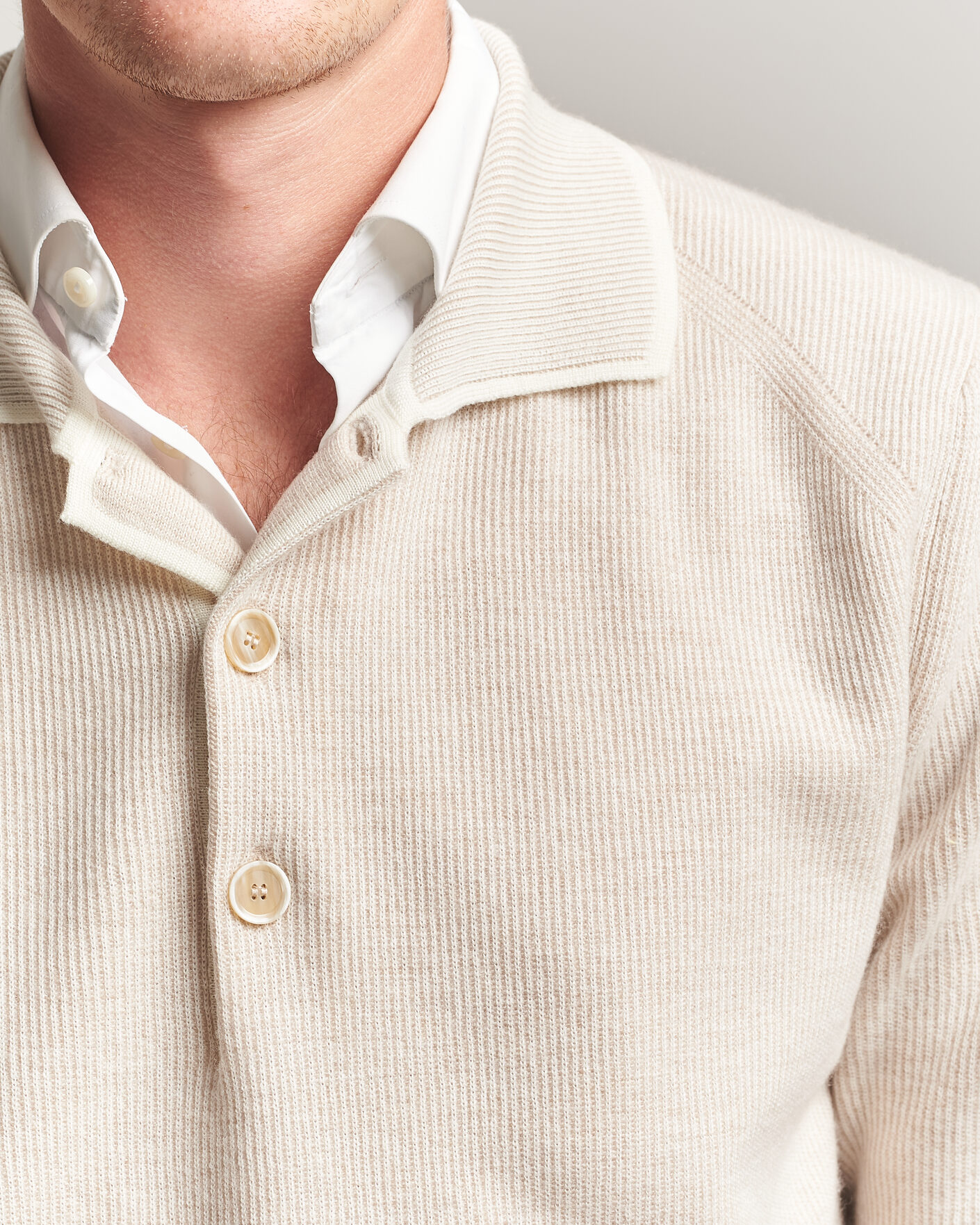 Homme | Pulls Et Tricots | Brioni | Cashmere Rib Knitted Polo Light Beige