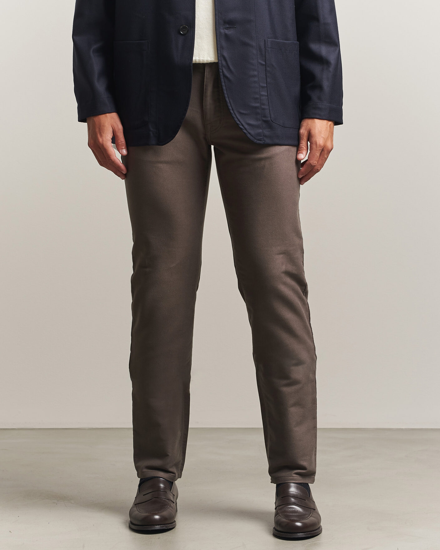 Homme | Pantalons | Brioni | 5-Pocket Moleskine Pants Grey