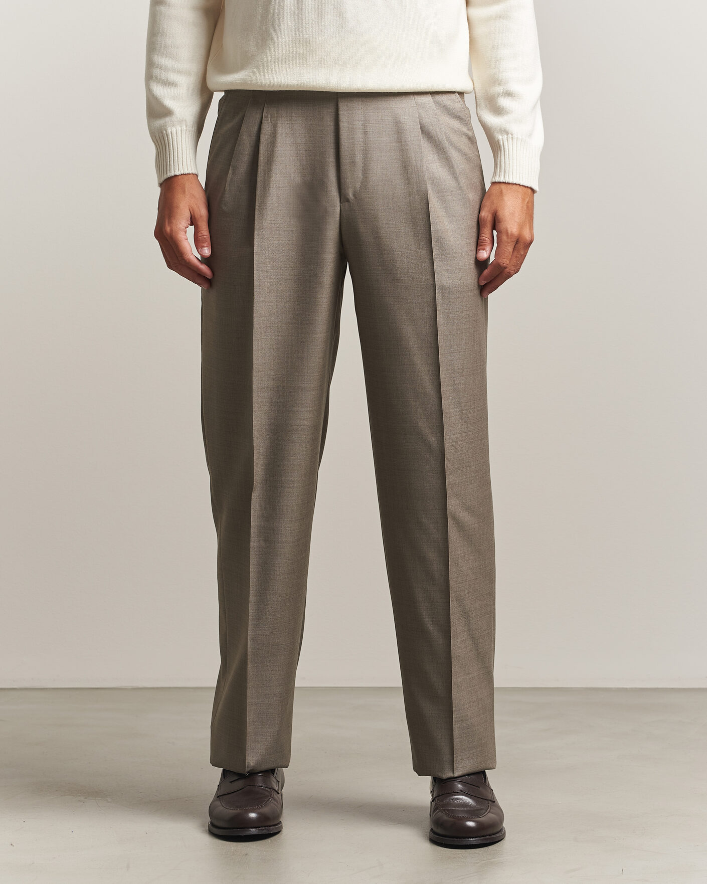 Homme | Pantalons | Brioni | Capri Wool Trousers Beige