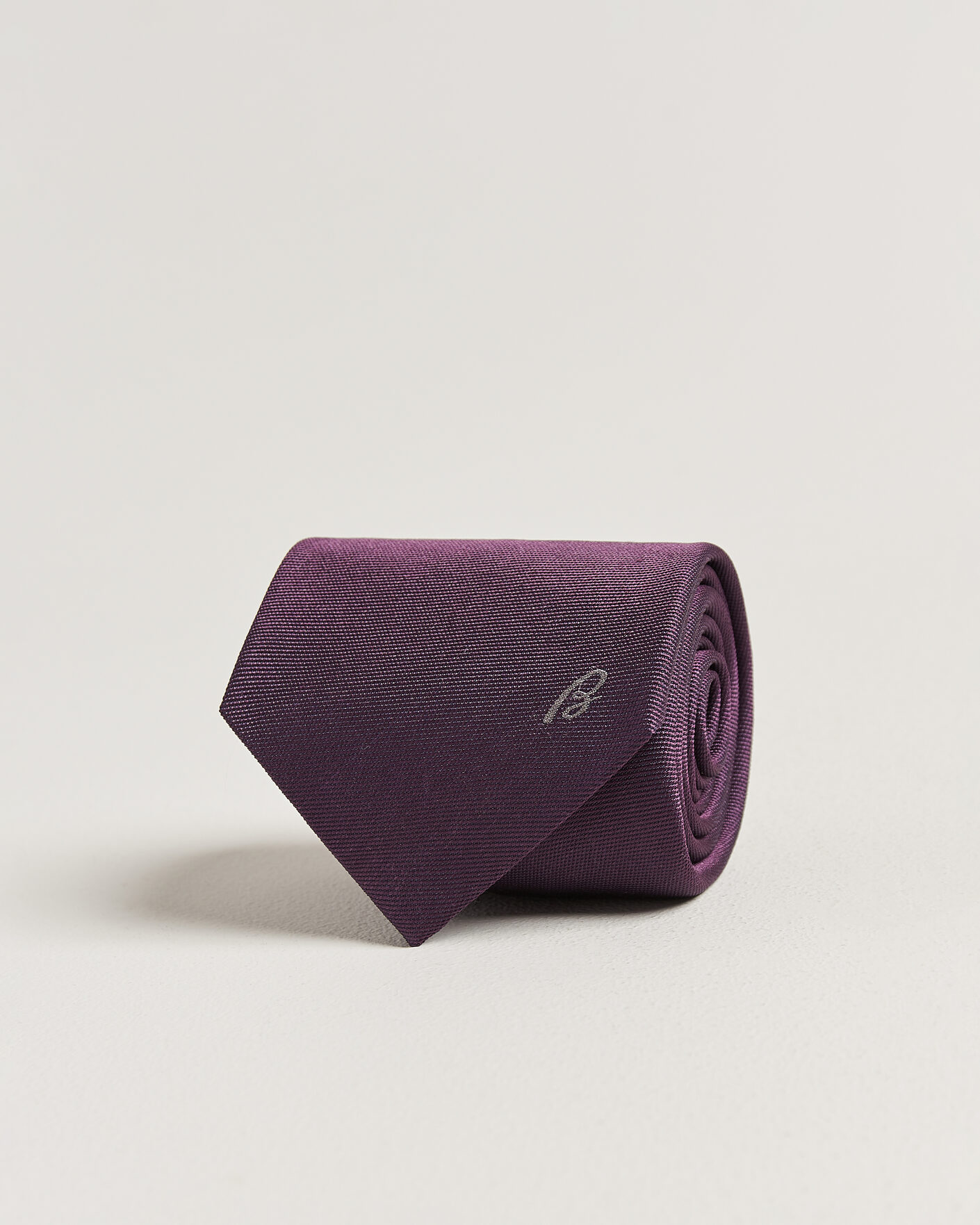 Homme | Cravates | Brioni | Embroidered Logo Silk Tie Burgundy