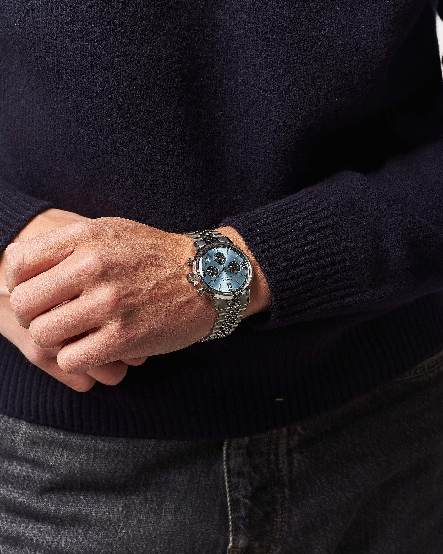 Homme | Timex Marlin Quartz Chronograph Steel 40mm Ice Blue Dial | Timex | Marlin Quartz Chronograph Steel 40mm Ice Blue Dial