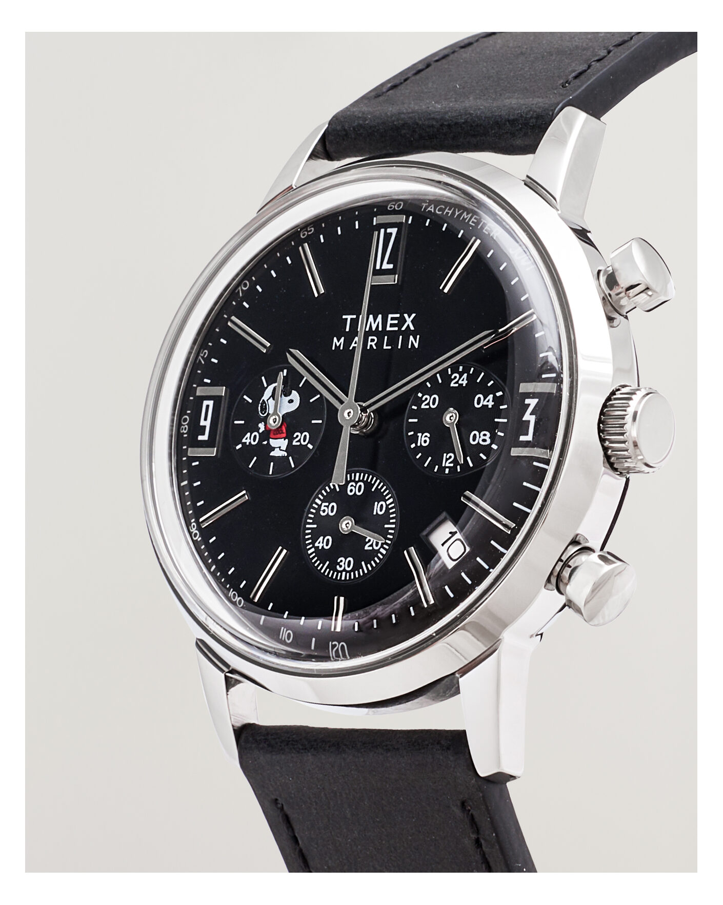 Homme | Timex Timex x Peanuts Chrono Cool Joe Leather 40mm Black Dial | Timex | x Peanuts Chrono Cool Joe Leather 40mm Black Dial