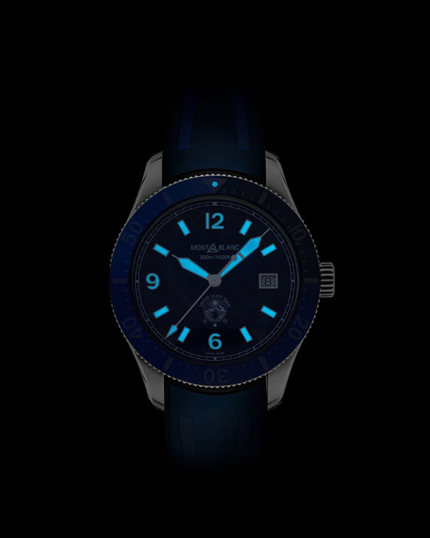 Homme | Montblanc Iced Sea Automatic Date Rubber Strap Blue | Montblanc | Iced Sea Automatic Date Rubber Strap Blue