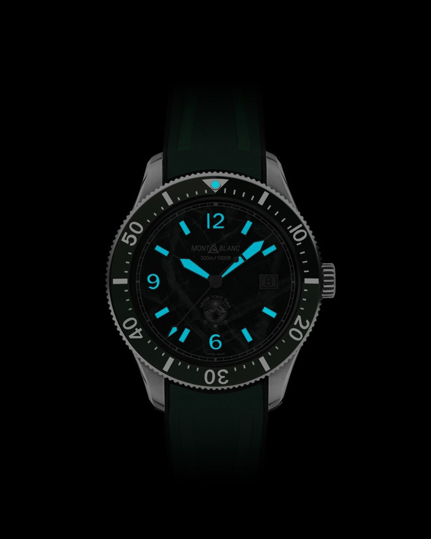 Homme | Montblanc Iced Sea Automatic Date Rubber Strap Green | Montblanc | Iced Sea Automatic Date Rubber Strap Green