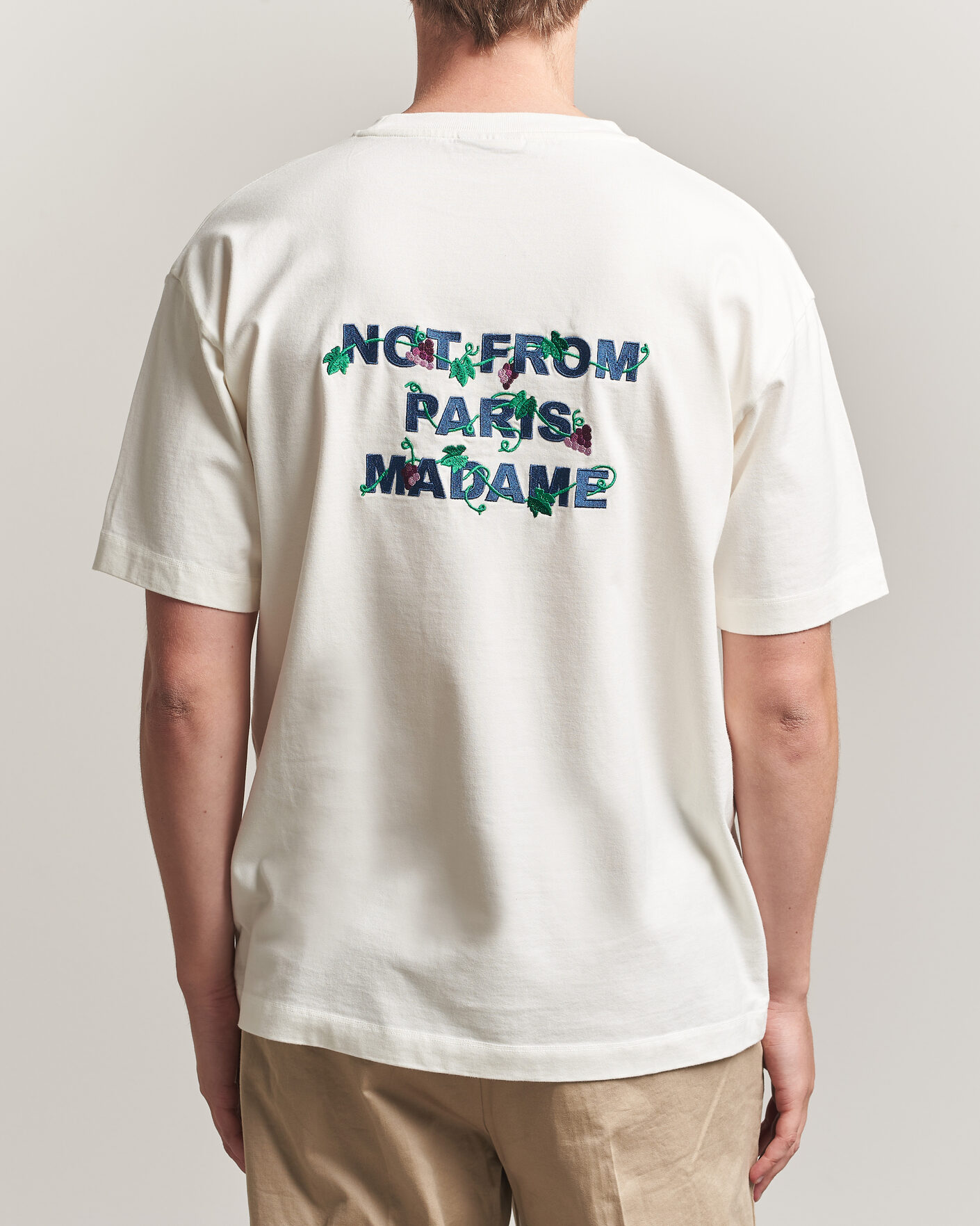 Homme | T-shirts | Drôle de Monsieur | Vine Embroidered Slogan T-Shirt Off White