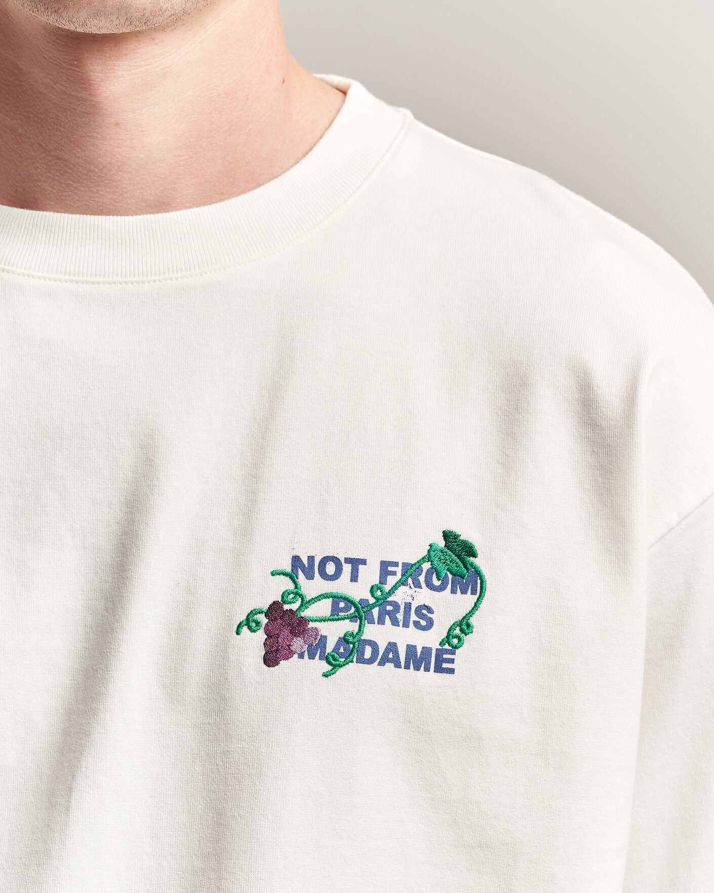 Homme | T-shirts | Drôle de Monsieur | Vine Embroidered Slogan T-Shirt Off White