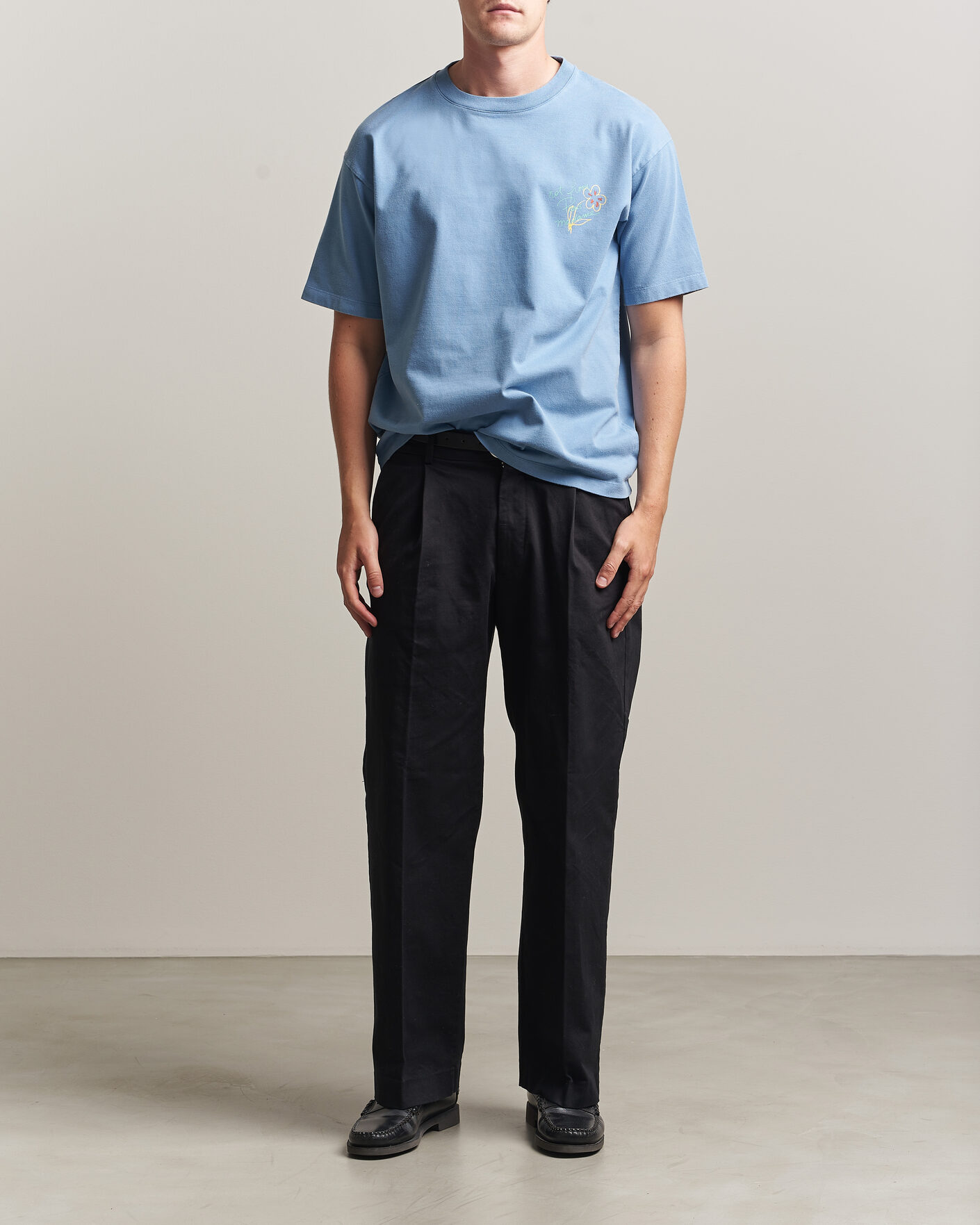Homme | T-shirts | Drôle de Monsieur | Esquisse Slogan T-shirt Light Blue