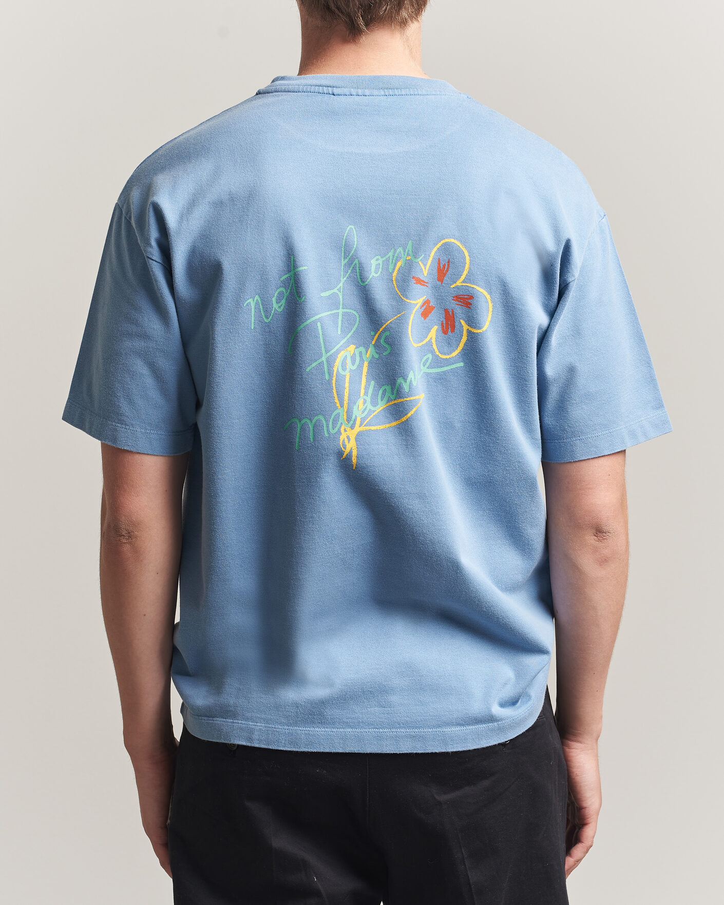 Homme | T-shirts | Drôle de Monsieur | Esquisse Slogan T-shirt Light Blue