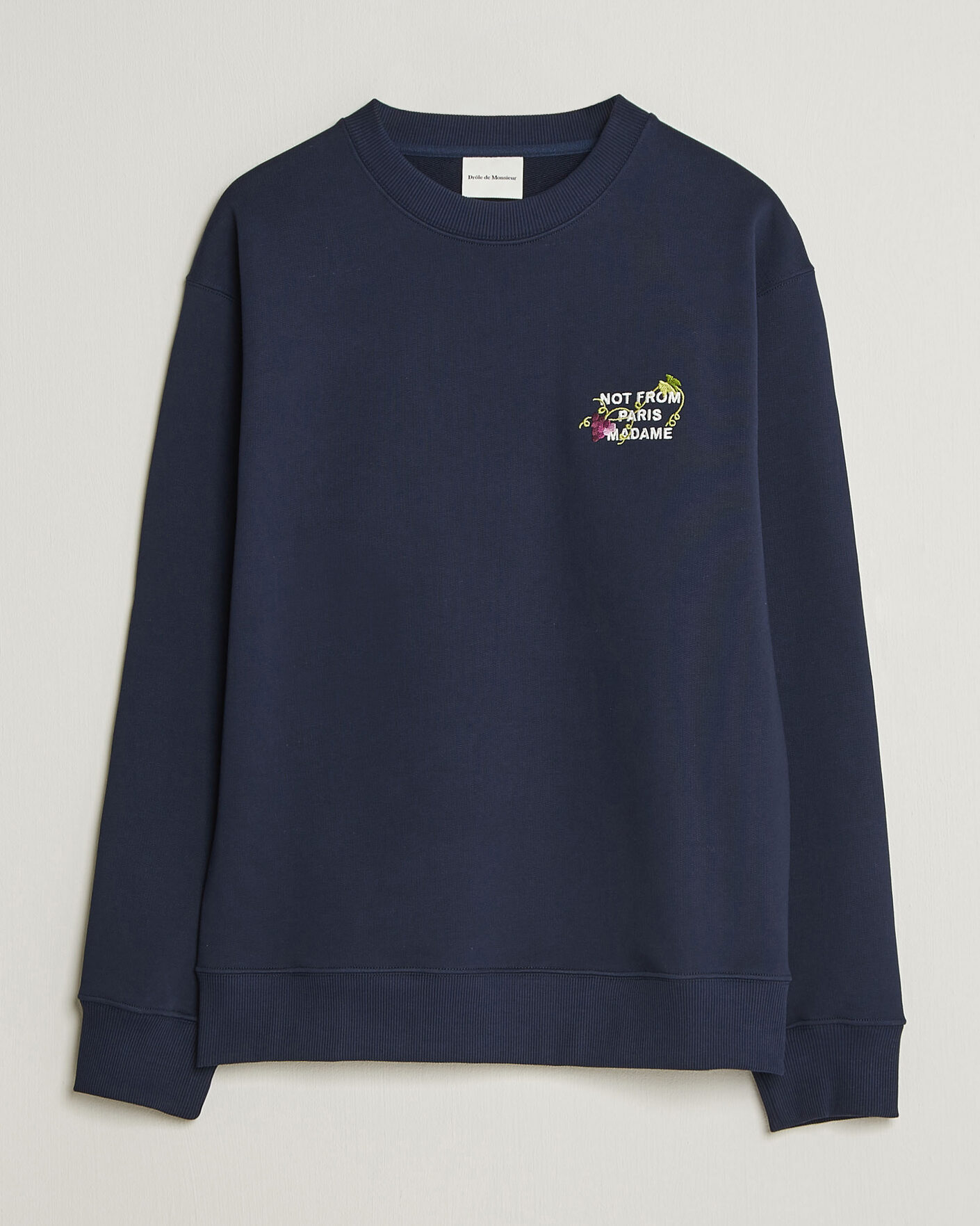 Homme | Pulls Et Tricots | Drôle de Monsieur | Vine Embroidered Slogan Sweatshirt Navy