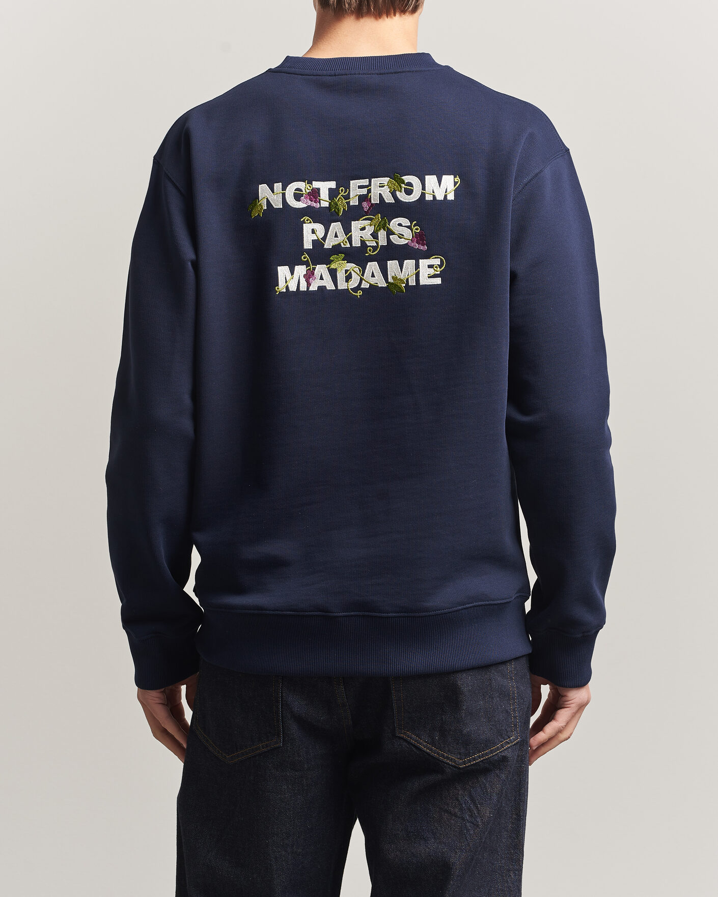 Homme | Pulls Et Tricots | Drôle de Monsieur | Vine Embroidered Slogan Sweatshirt Navy