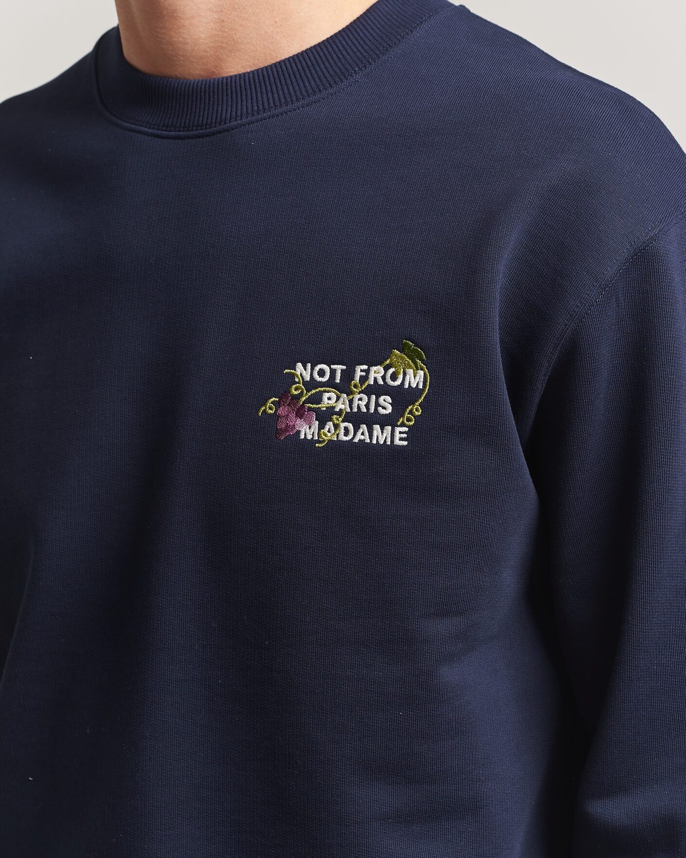 Homme | Pulls Et Tricots | Drôle de Monsieur | Vine Embroidered Slogan Sweatshirt Navy