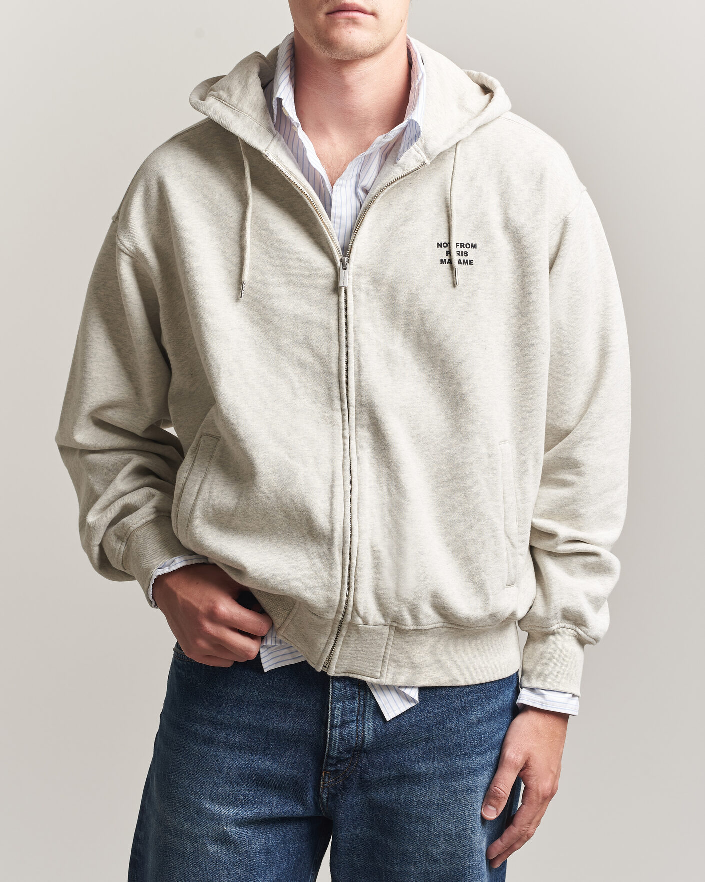 Homme | Pulls Et Tricots | Drôle de Monsieur | Slogan Full Zip Hoodie Grey