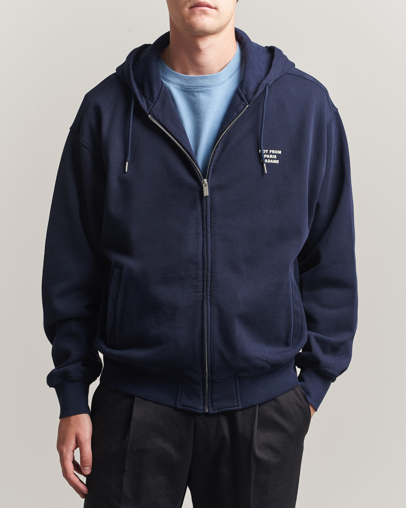 Homme | Pulls Et Tricots | Drôle de Monsieur | Slogan Full Zip Hoodie Navy