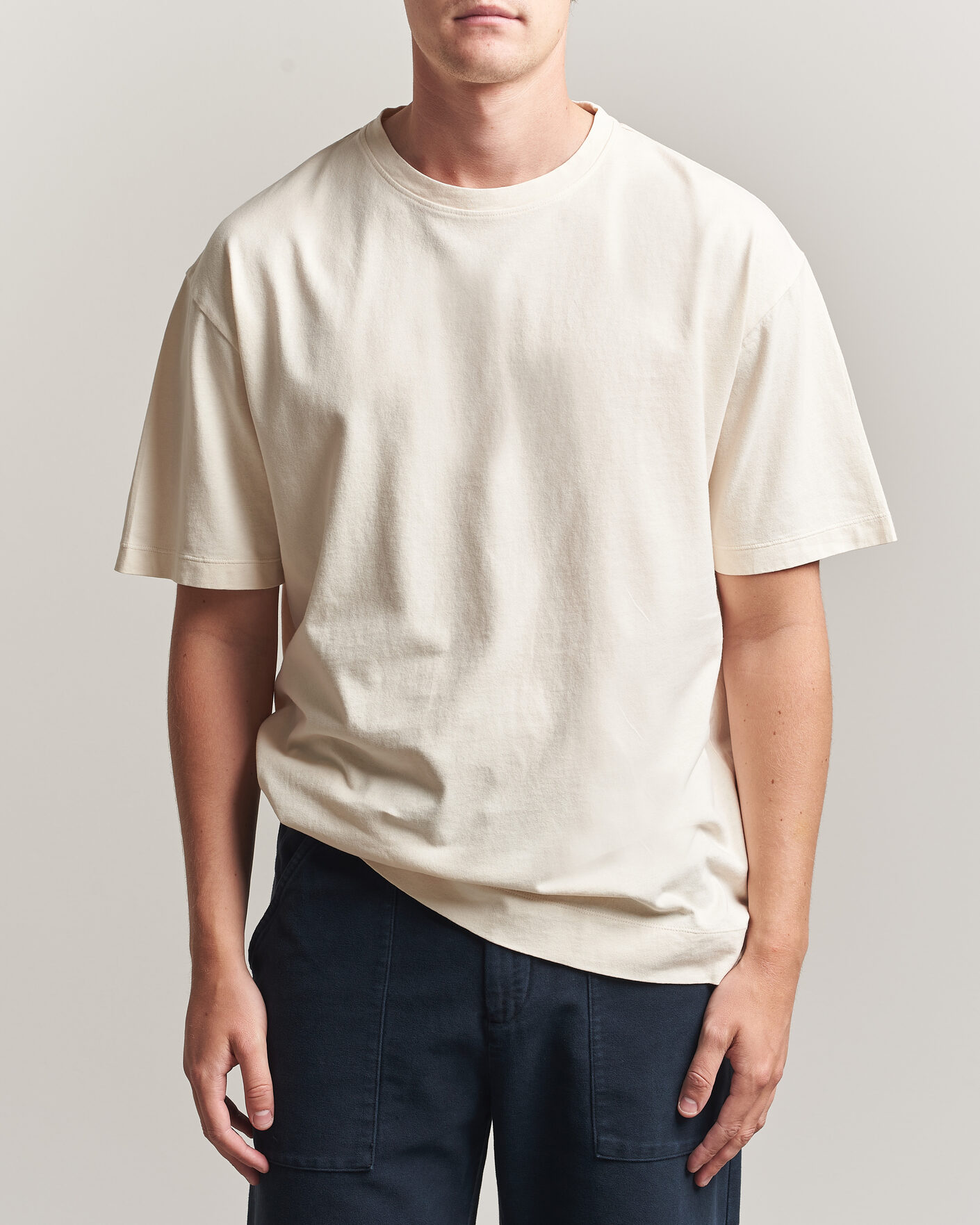 Homme | T-shirts | Massimo Alba | Nevis Brushed Cotton T-Shirt Soft White