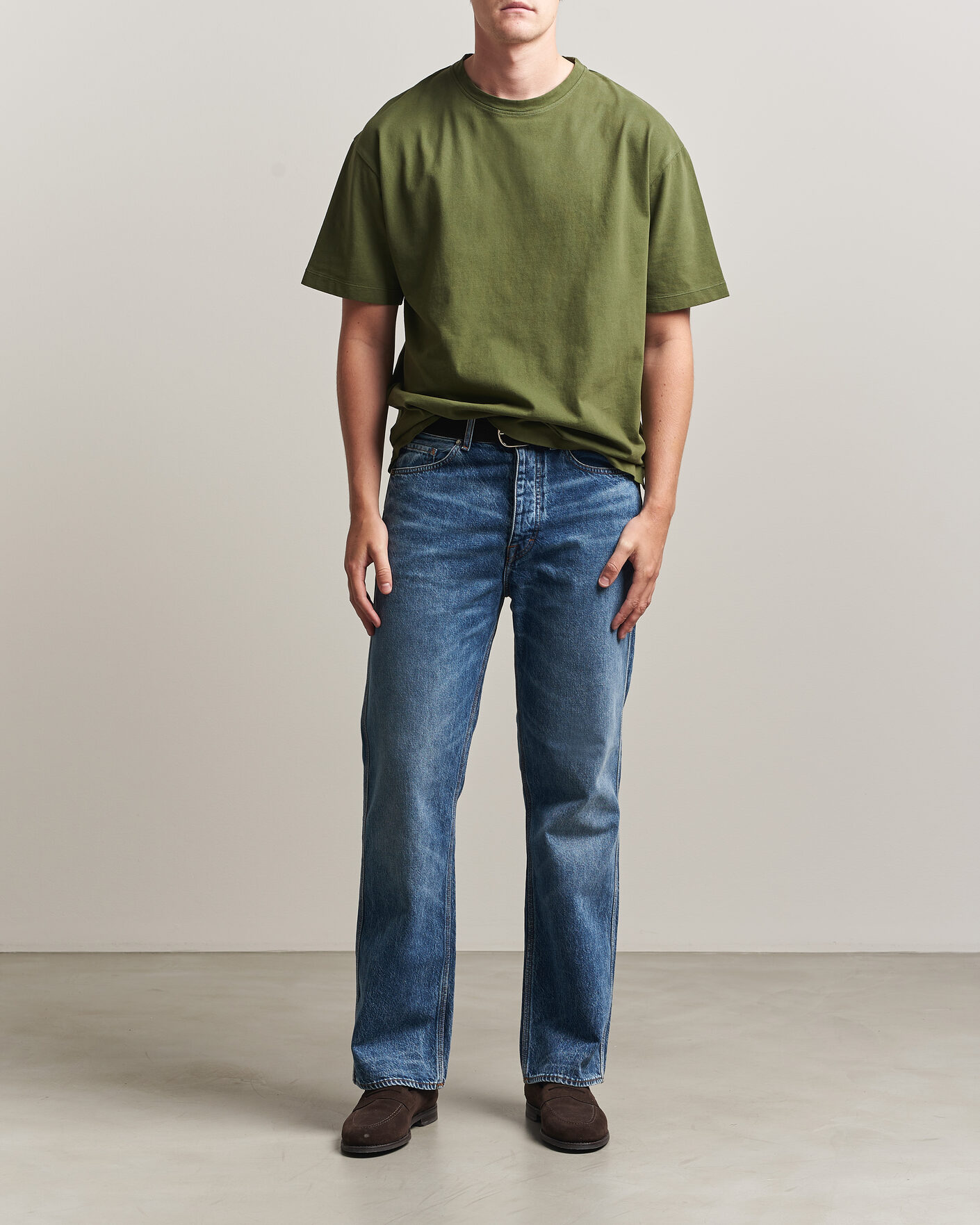Homme | T-shirts | Massimo Alba | Nevis Brushed Cotton T-Shirt Moss Green
