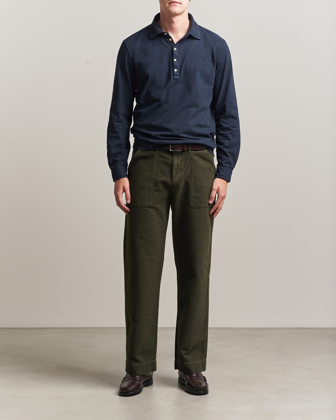 Homme | Polos | Massimo Alba | Raya Long Sleeve Polo Navy