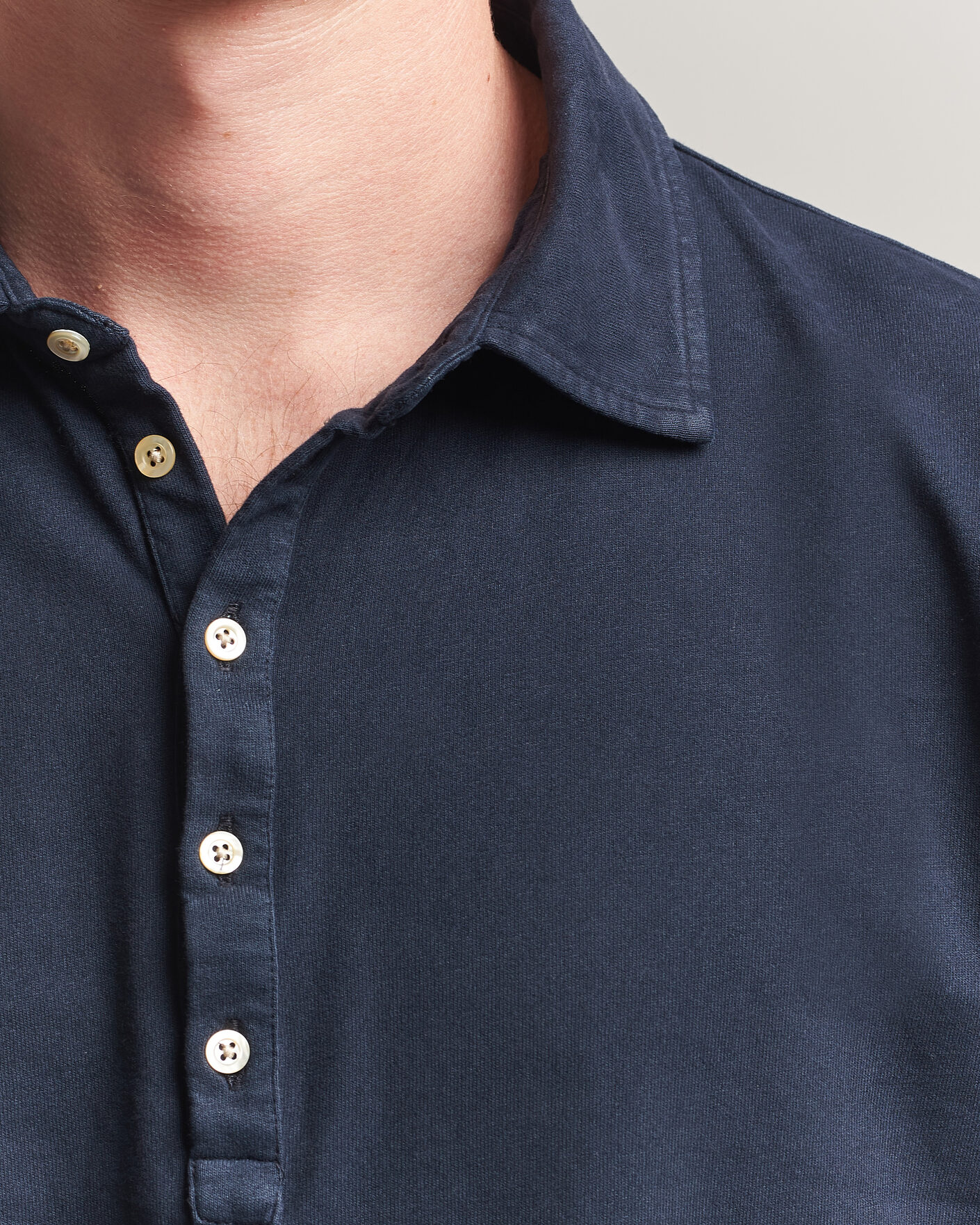 Homme | Polos | Massimo Alba | Raya Long Sleeve Polo Navy
