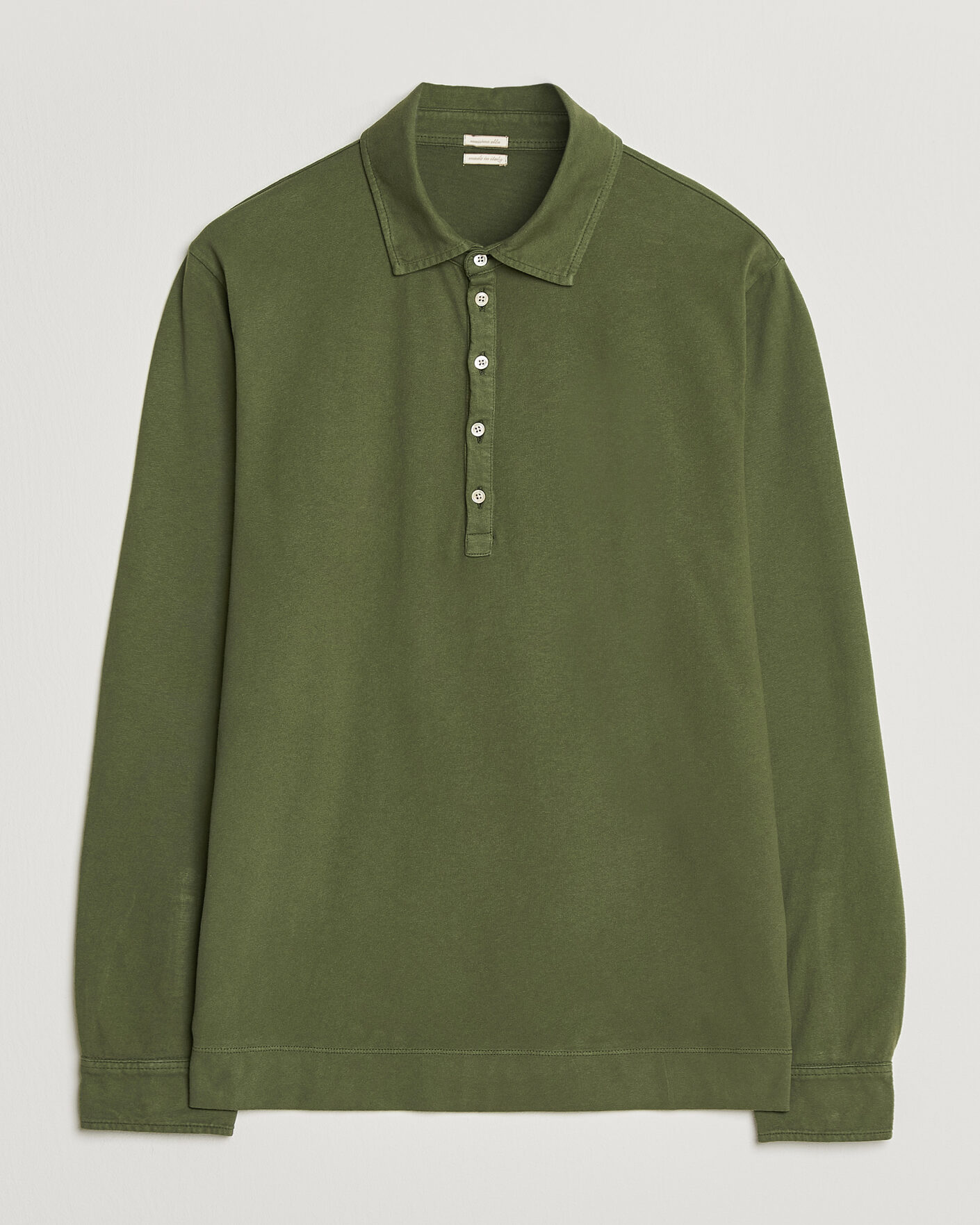 Homme | Polos | Massimo Alba | Raya Long Sleeve Polo Moss Green