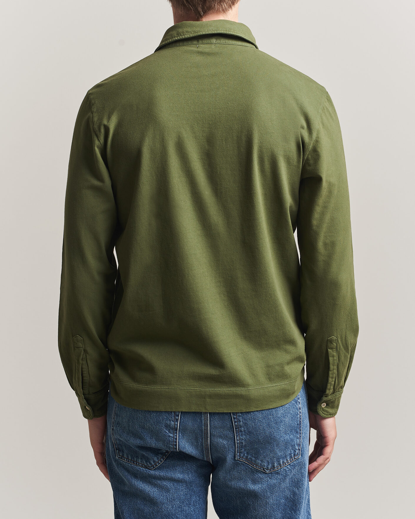 Homme | Polos | Massimo Alba | Raya Long Sleeve Polo Moss Green