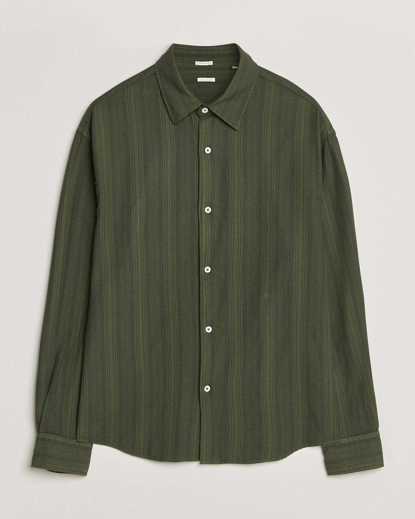 Homme | Chemises | Massimo Alba | Boxy Striped Cotton Shirt Moss Green