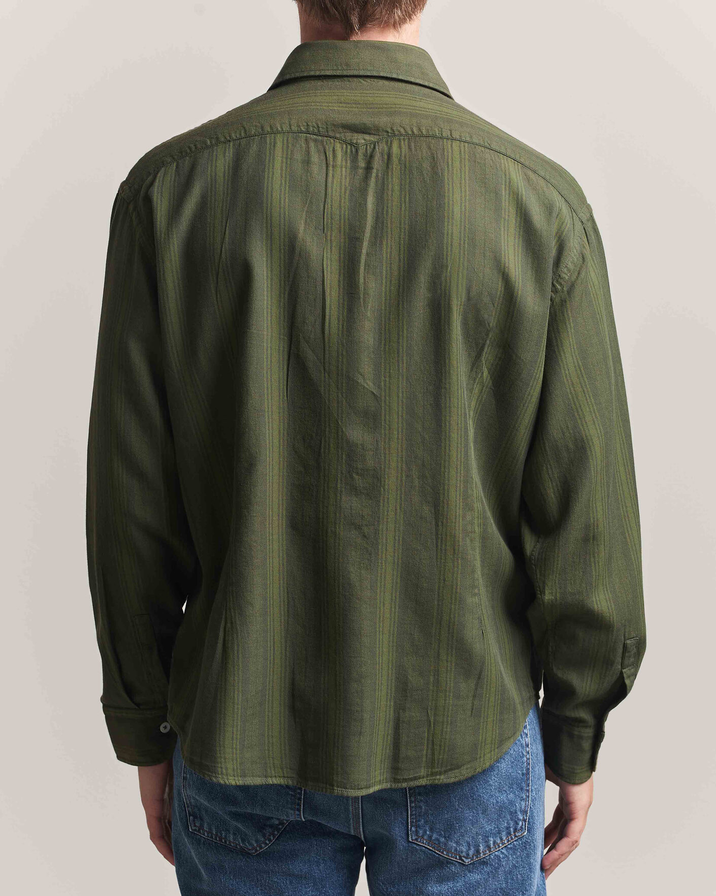 Homme | Chemises | Massimo Alba | Boxy Striped Cotton Shirt Moss Green