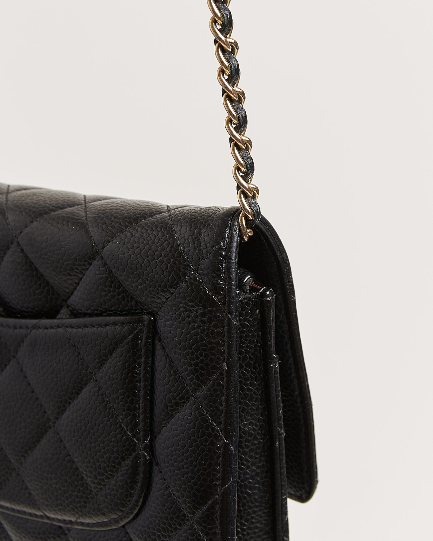 Homme | Pre-Owned & Vintage Bags | Chanel Pre-Owned | Wallet On Chain Caviar Leather Black