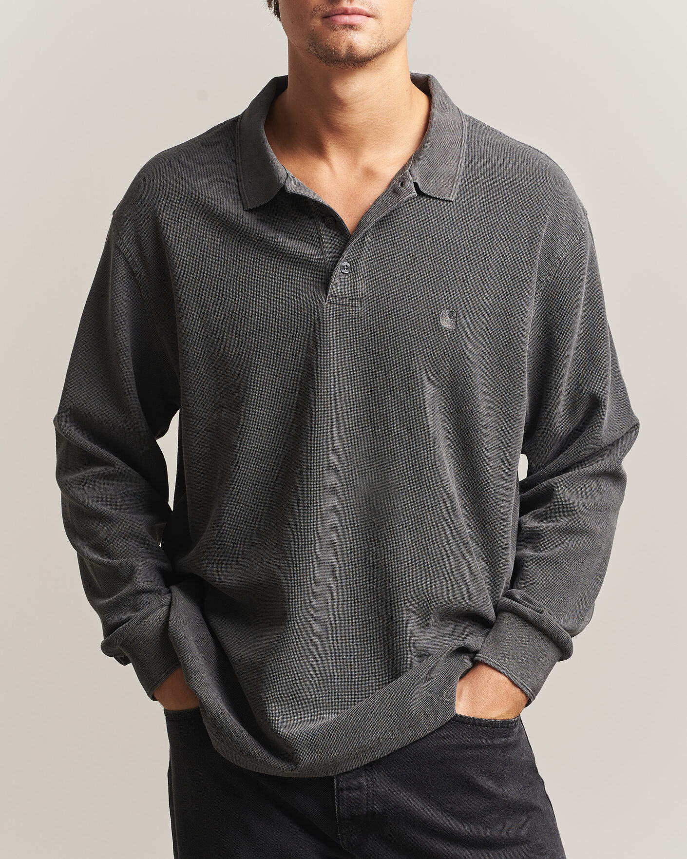 Homme | Pulls Et Tricots | Carhartt WIP | Long Sleeve Waffle Rugby Shirt Black