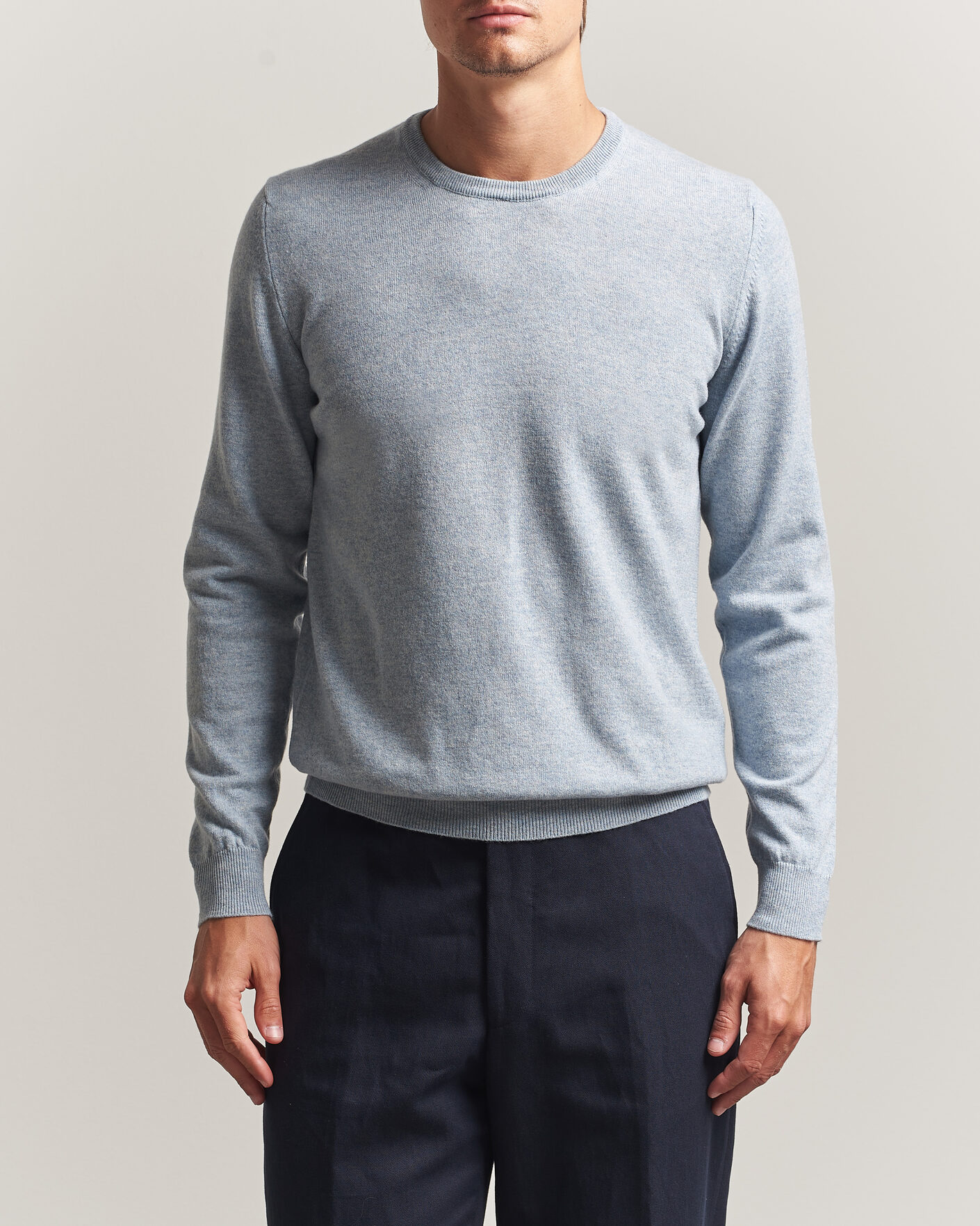 Homme | Pulls Et Tricots | Fedeli | Pure Cashmere Crew Neck Light Blue