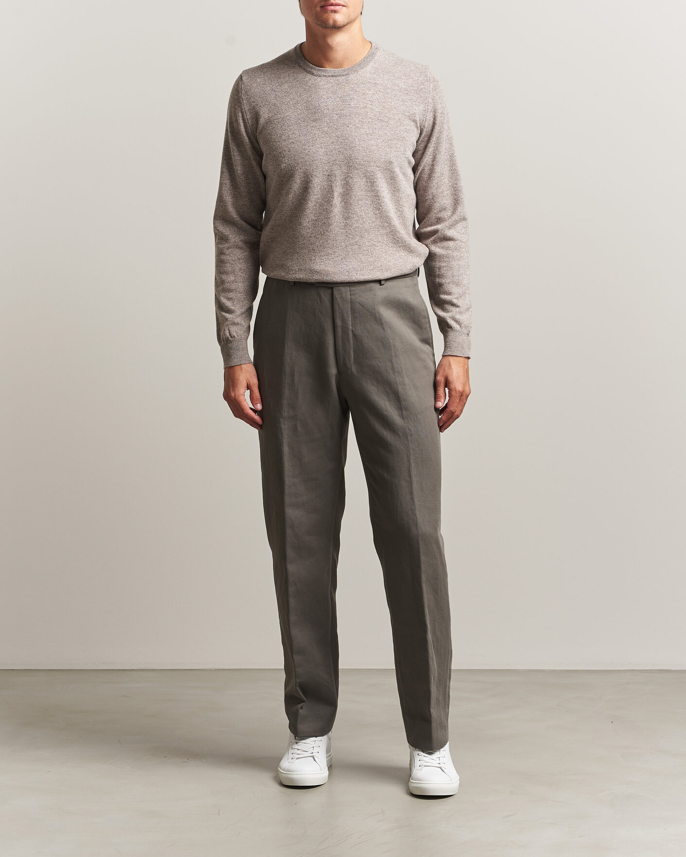 Homme | Pulls Et Tricots | Fedeli | Pure Cashmere Crew Neck Beige Melange