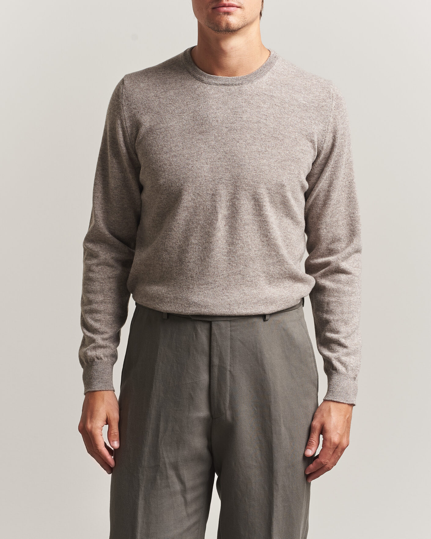 Homme | Pulls Et Tricots | Fedeli | Pure Cashmere Crew Neck Beige Melange