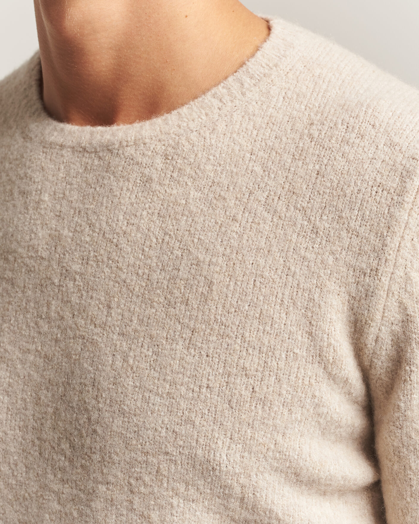 Homme | Pulls Et Tricots | Fedeli | Cashmere Blend Boucle Sweater Light Grey