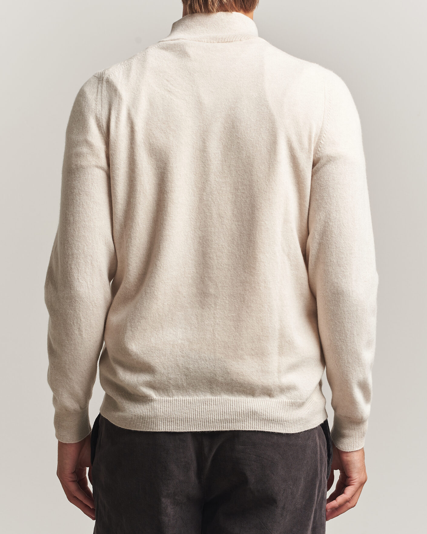 Homme | Pulls Et Tricots | Fedeli | Wool/Cashmere Chevron Half Zip Light Beige