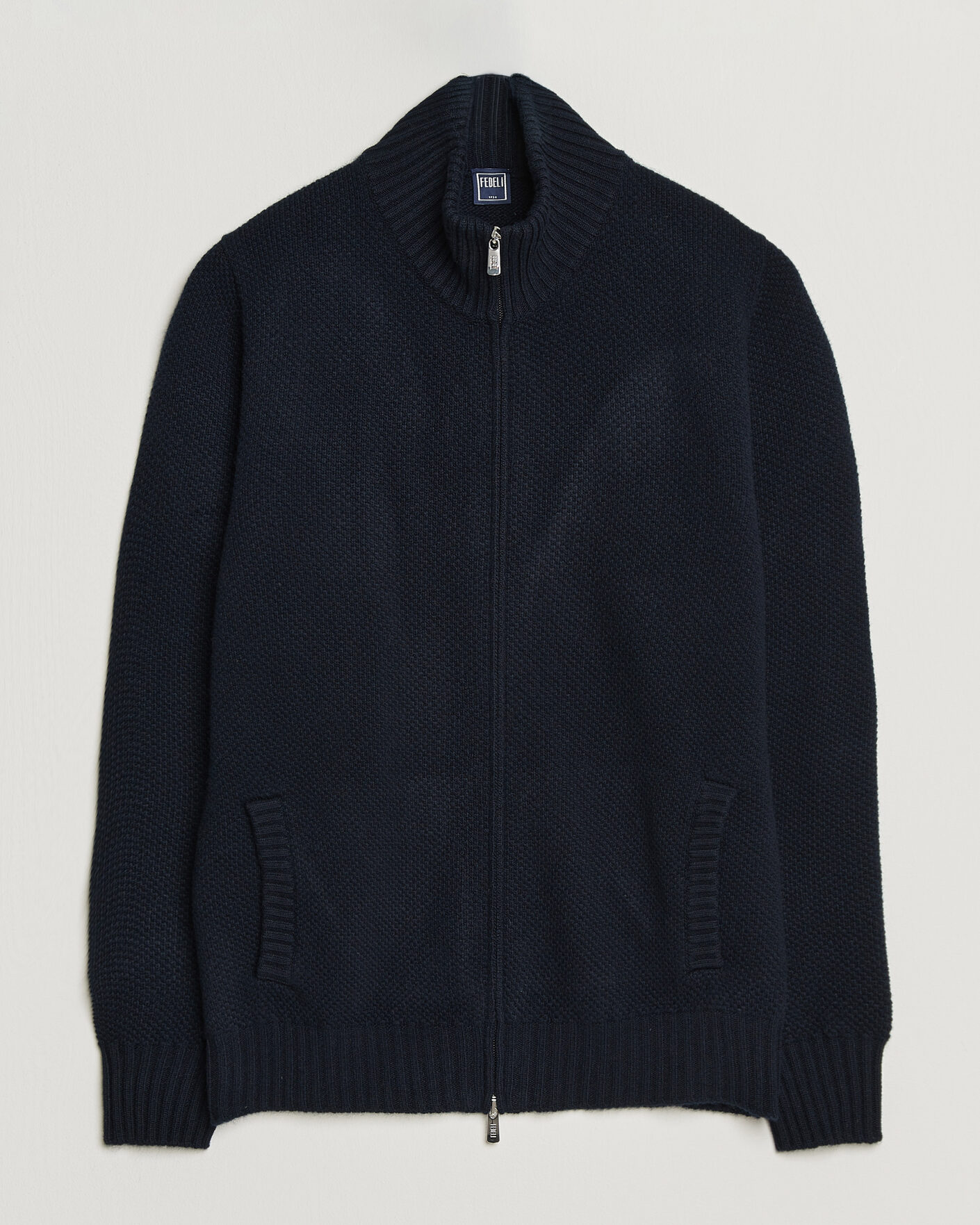 Homme | Pulls Et Tricots | Fedeli | Wool/Cashmere Honeycomb Full Zip Navy