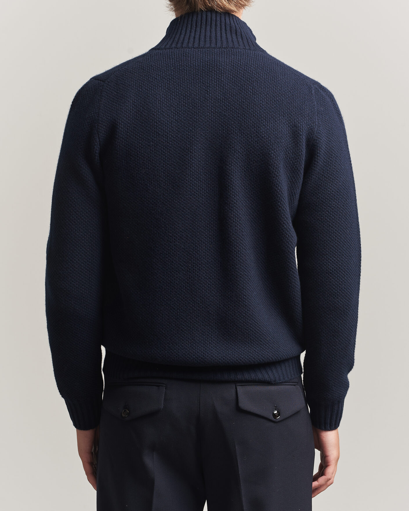 Homme | Pulls Et Tricots | Fedeli | Wool/Cashmere Honeycomb Full Zip Navy