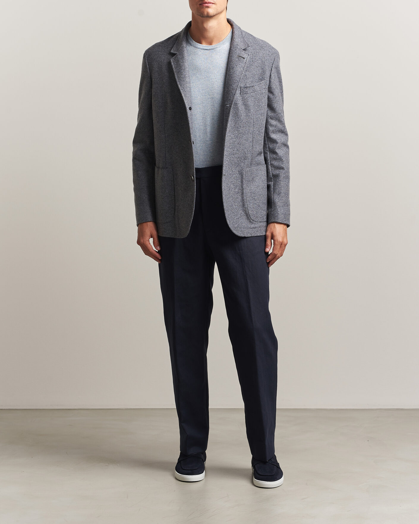 Homme | Blazers | Fedeli | Cashmere Flannel Jacket Grey Melange