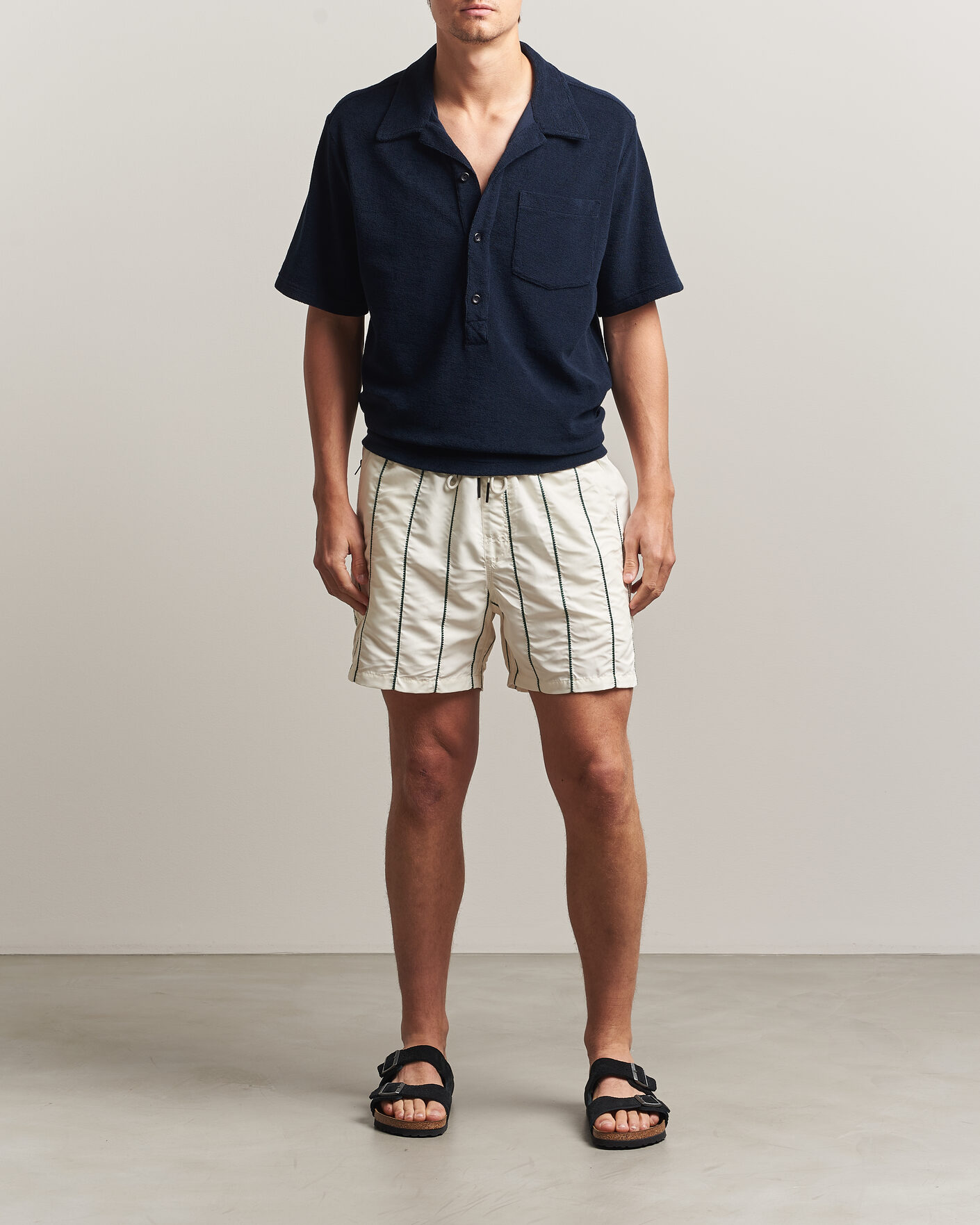 Homme | Maillots De Bain | OAS | Granada Striped Swimshorts White/Green