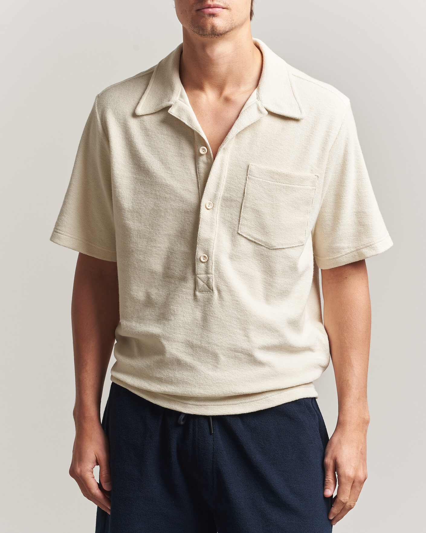 Homme | Polos | OAS | Novo Regular Fit Terry Polo Ecru