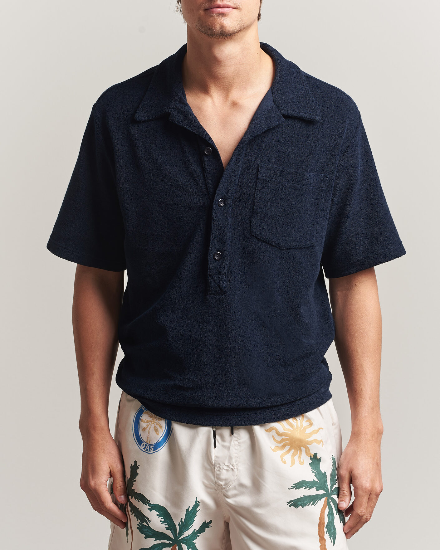 Homme | Polos | OAS | Novo Regular Fit Terry Polo Dark Blue