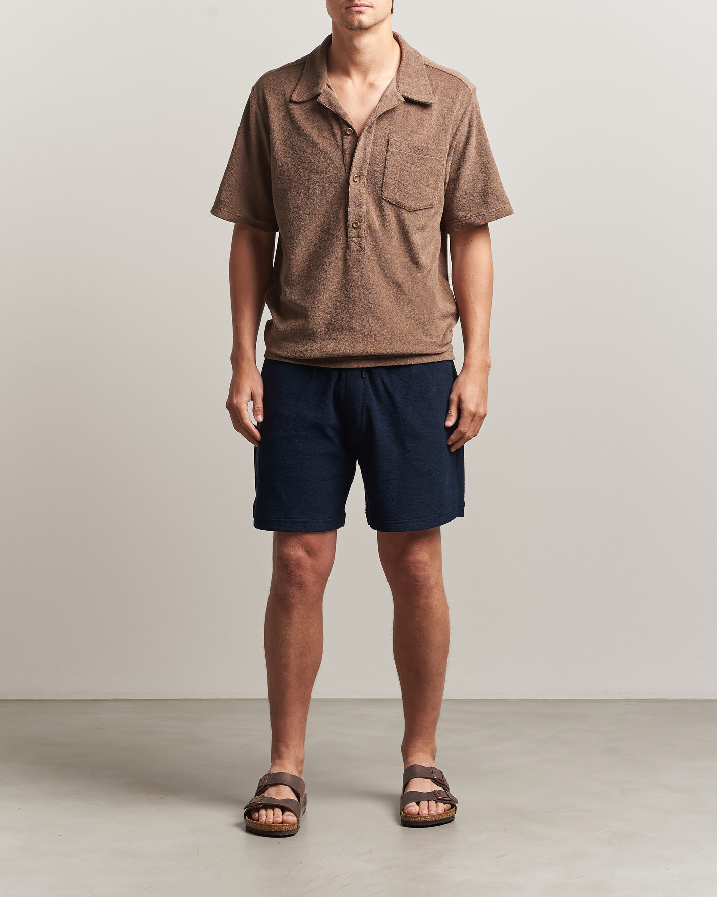 Homme | Polos | OAS | Novo Regular Fit Terry Polo Brown