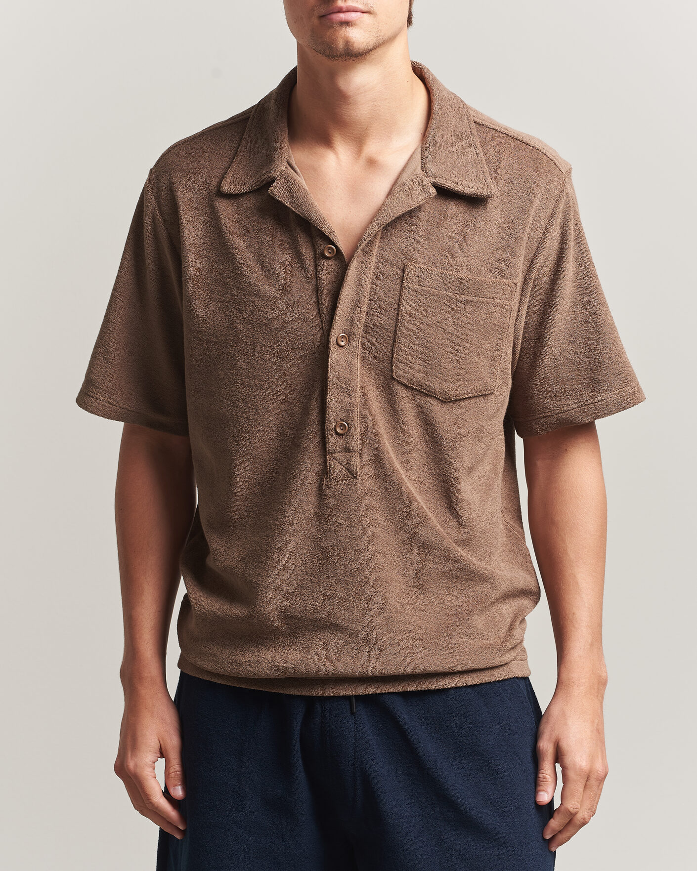 Homme | Polos | OAS | Novo Regular Fit Terry Polo Brown